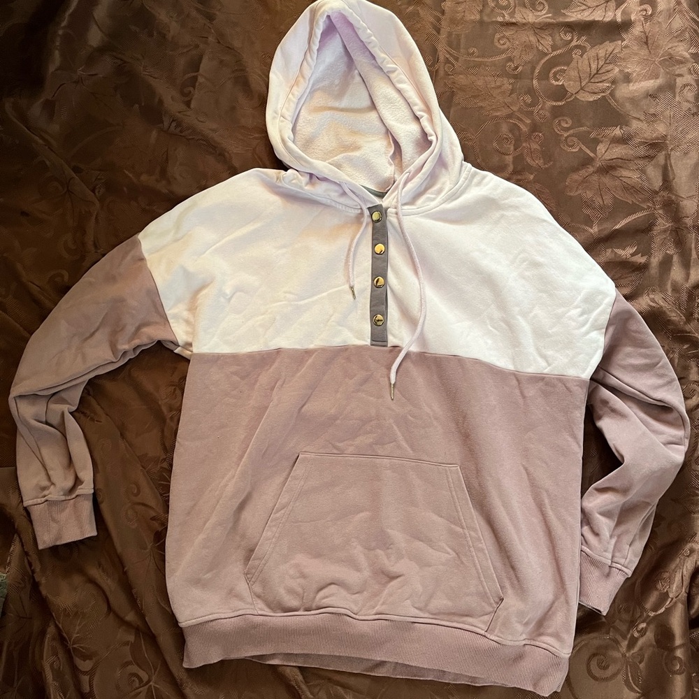2 tone snap front hoodie